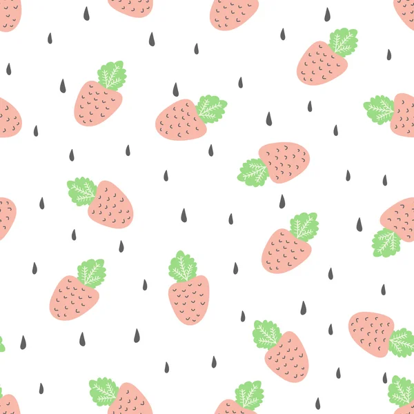 Seamless pattern with summer strawberries — Stok Vektör