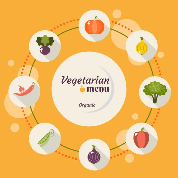 Conjunto de ícones de legumes em estilo plano — Vetor de Stock