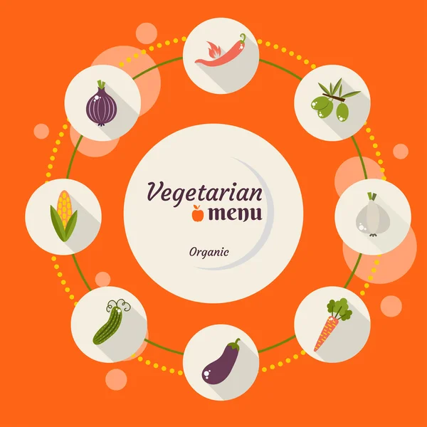 Conjunto de iconos de verduras en estilo plano — Vector de stock