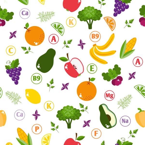 Set of vegetables and fruits in flat style — 스톡 벡터