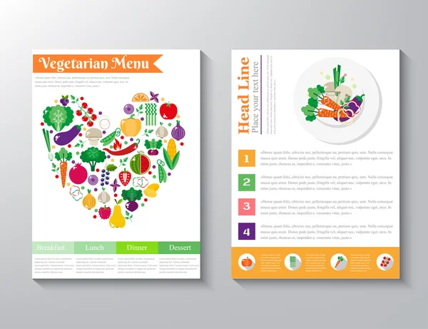 Flyer design of vegetarian menu — Stok Vektör