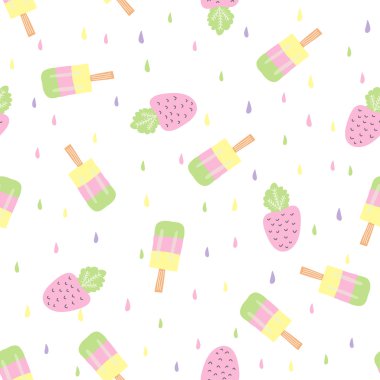 desen çilek ve dondurma ile