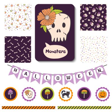 Cadılar Bayramı yazdırılabilir kart dizisini