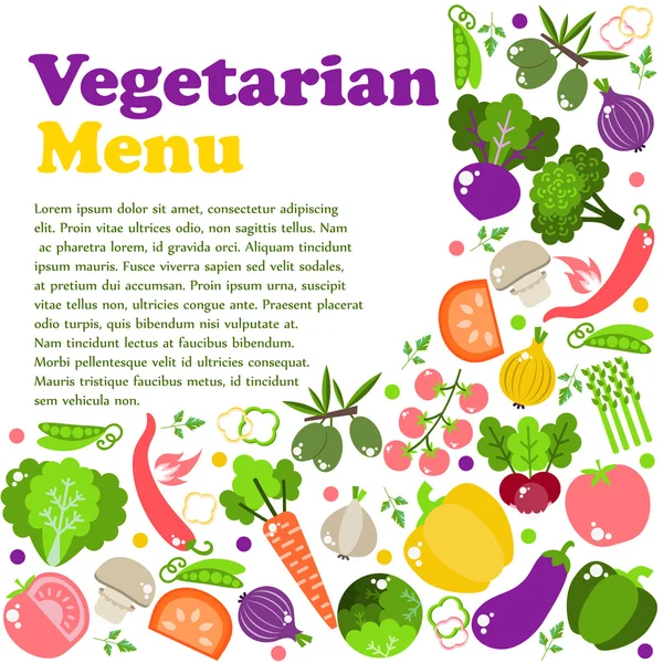 Ilustrasi menu vegetarian - Stok Vektor