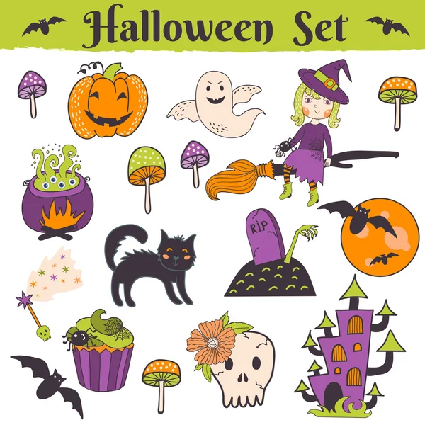Set de Halloween festivo — Archivo Imágenes Vectoriales