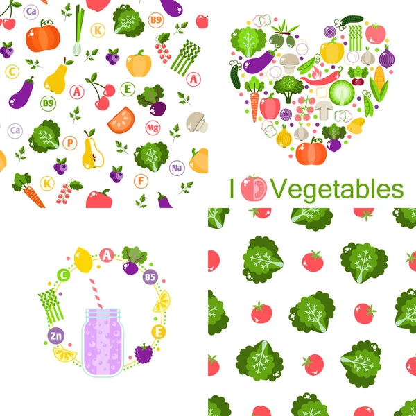 Patterns and Vegetarian menus — Stock Vector