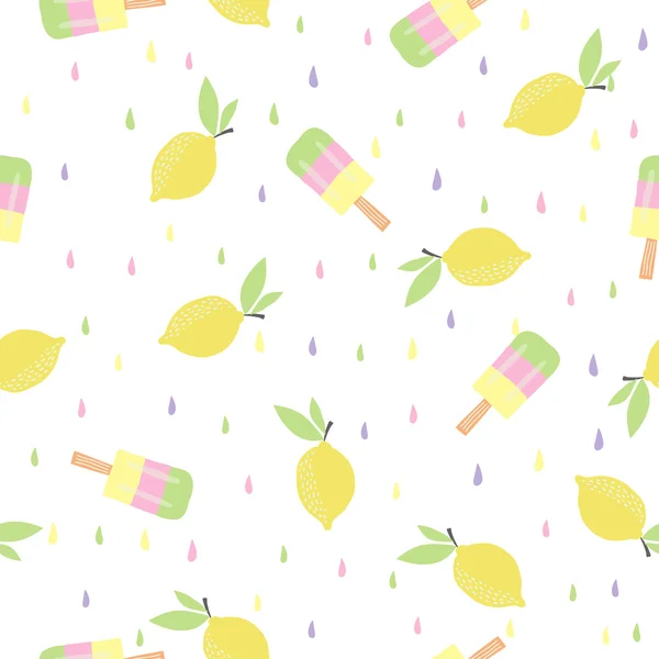 Desen limon ve dondurma ile Stok Vektör