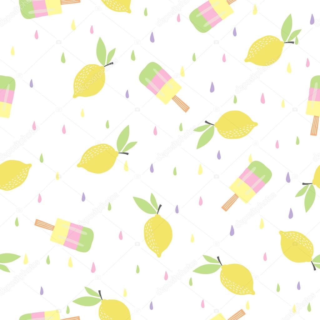 pattern with lemons  and ice cream