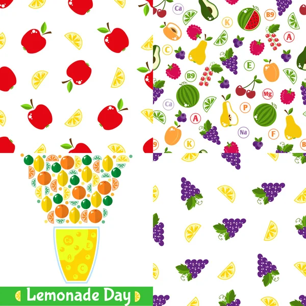 Fruit seamless patterns — Stock Vector