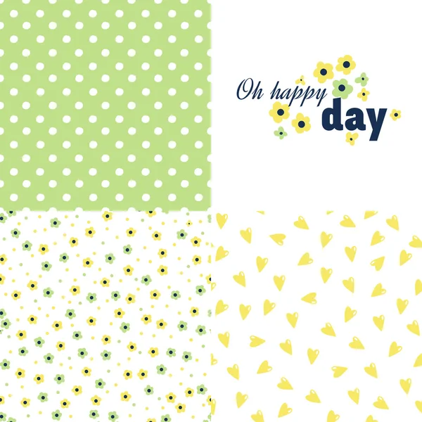 Oh happy day - set of  patterns — Stock Vector