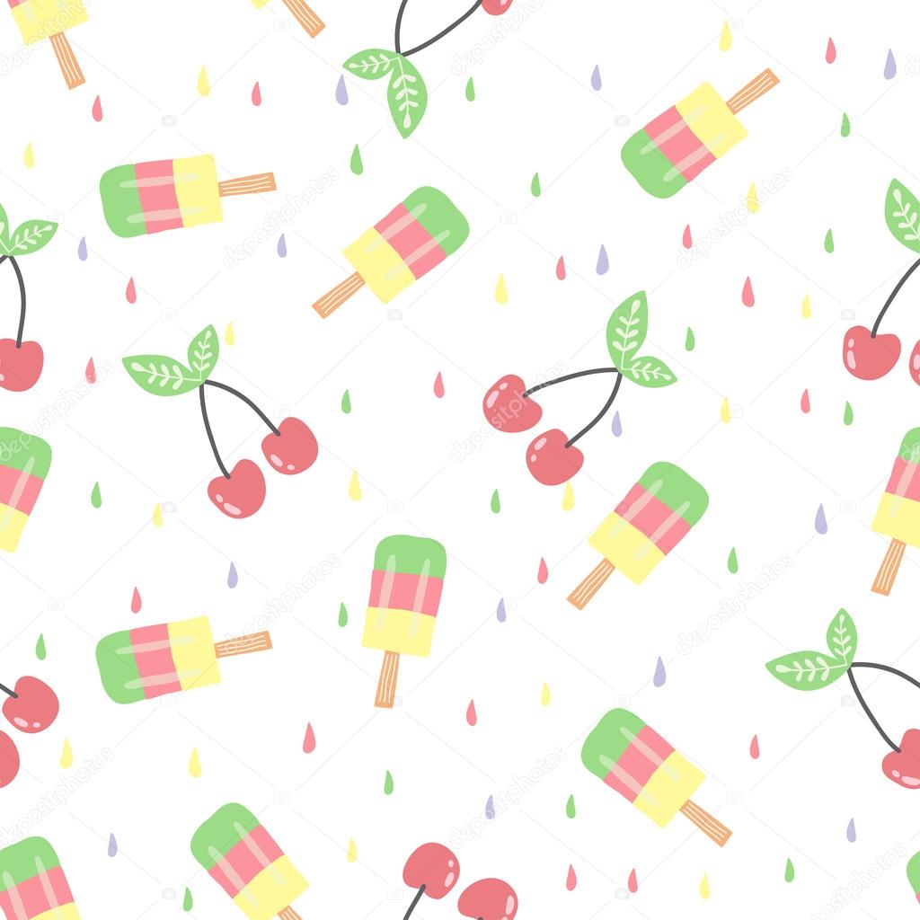pattern with cherries and ice cream