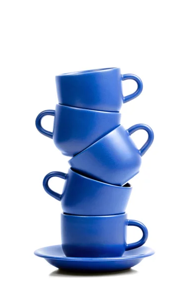 Five blue coffee cups — Stock Photo, Image