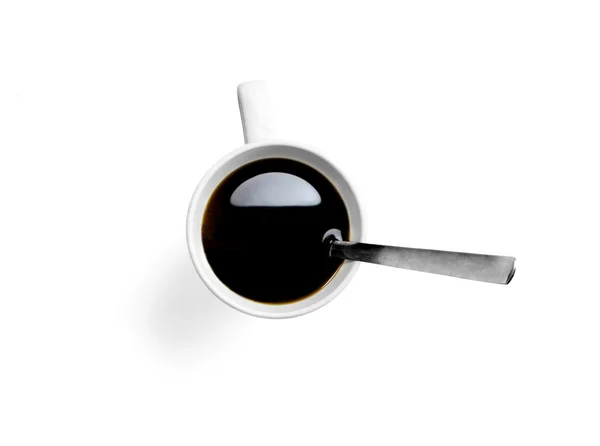 Cup of fresh coffee with a spoon — Stock Photo, Image