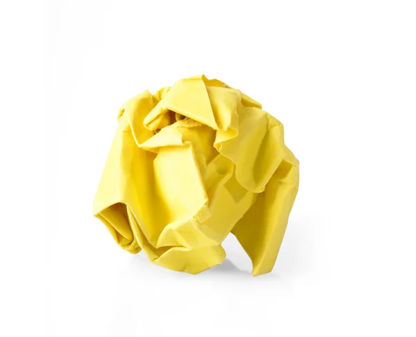 Yellow Paper Ball Isolated on White Background. — Stock Photo, Image