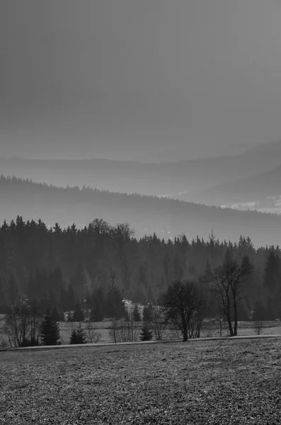 Czarno-biały krajobraz — Zdjęcie stockowe