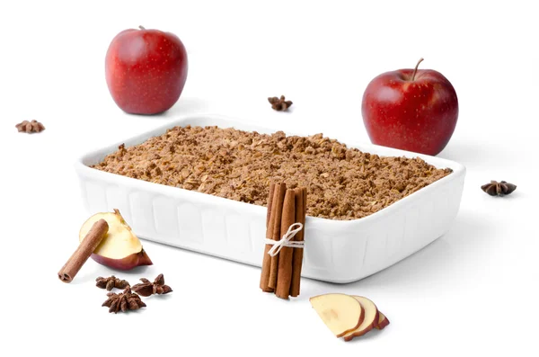 Crumble with apples and cinnamon — Stock Photo, Image