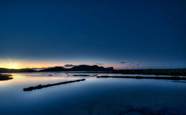 Nascer Sol Nas Lagoas Codolar Ibiza — Fotografia de Stock