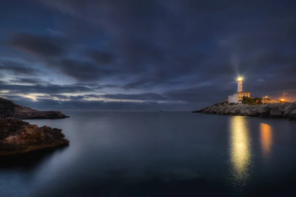 Botafoc Deniz Feneri Botafoch Balear Adaları Biza Limanının Kuzey Girişinde — Stok fotoğraf