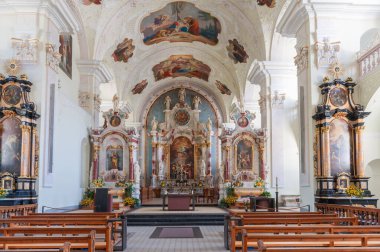 İsviçre 'deki Engelberg manastırının içinde (Suiza, Engelberg, 29 _ 08 _ 2024)