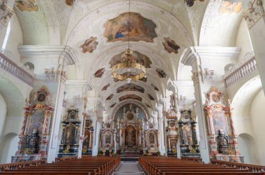 İsviçre 'deki Engelberg manastırının içinde (Suiza, Engelberg, 29 _ 08 _ 2024)