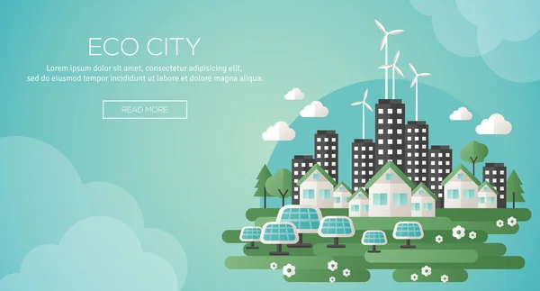 Green eco city and sustainable architecture banner. — Stock Illustration Green eco city and sustainable architecture banner. Royalty Free Stock Vectors