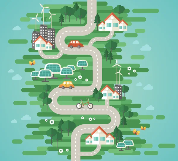 Flat Design Vector Illustration Concept of Ecology. — Stock Illustration Flat Design Vector Illustration Concept of Ecology. Royalty Free Stock Illustrations