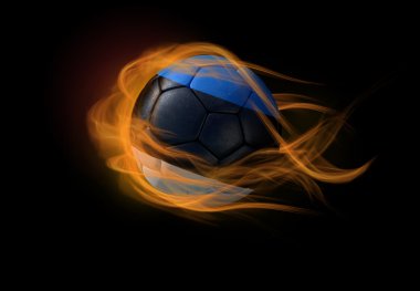 Futbol topuyla bir alev yapma Estonya bayrağı.