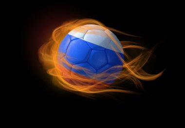 Futbol topuyla bir alev yapma Rusya bayrağı.