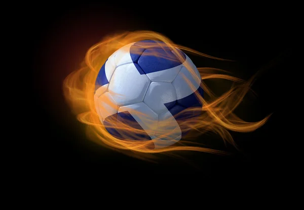 Pelota de fútbol con la bandera nacional de Escocia, haciendo una llama . — Foto de Stock