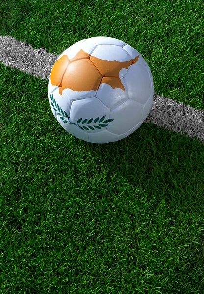 Soccer ball and national flag of Cyprus,  green grass — Stock Photo, Image