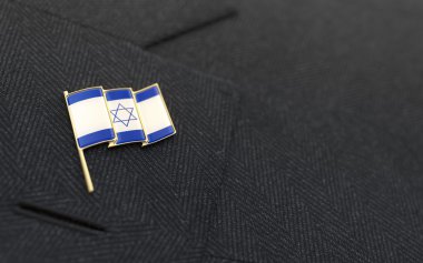 Israel flag lapel pin on the collar of a business suit clipart