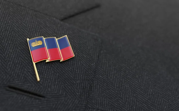Прапор Ліхтенштейну нагрудні pin на комір діловому костюмі — стокове фото