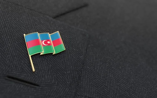 Pino de lapela da bandeira do Azerbaijão no colarinho de um terno de negócios — Fotografia de Stock