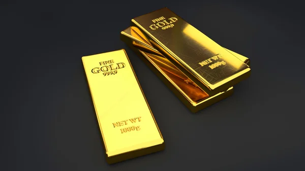 Gold bars on black backgrounds — Stock Photo, Image