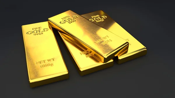 Gold bars on black backgrounds — Stock Photo, Image