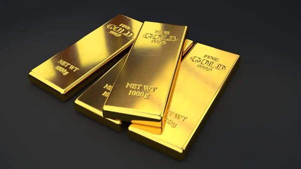 Gold bars on black backgrounds — Stock Photo, Image