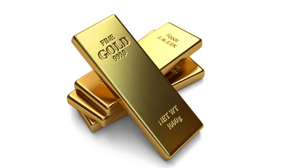 Gold bars on white backgrounds — Stock Photo, Image