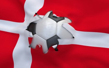 Danimarka ve futbol topu bayrak delik