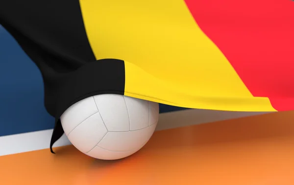 Flag of Belgium with championship volleyball ball — Stock Photo, Image