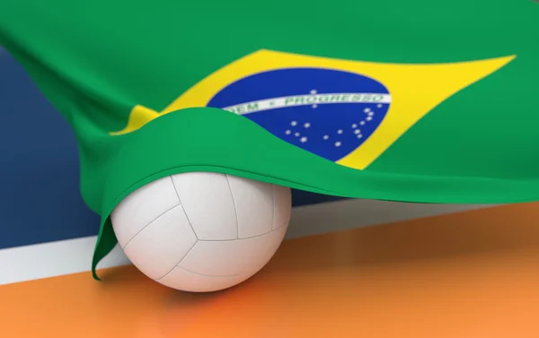 Flag of Brazil with championship volleyball ball — Stock Photo, Image