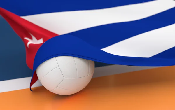 Flag of Cuba with championship volleyball ball — Stock Photo, Image