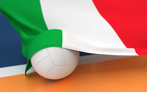 Drapeau de l'Italie avec ballon de volleyball de championnat — Photo