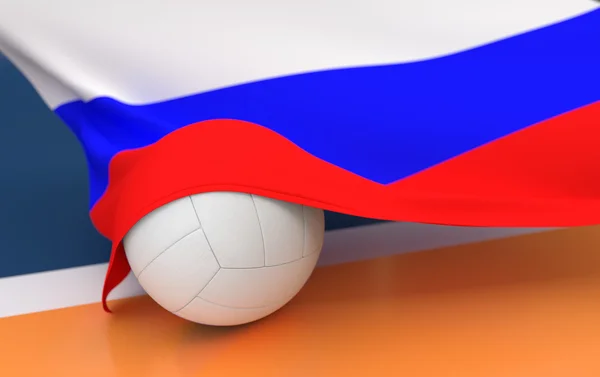 Flag of Russia with championship volleyball ball — Stock Photo, Image