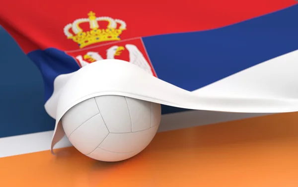Drapeau de Serbie avec ballon de volleyball de championnat — Photo