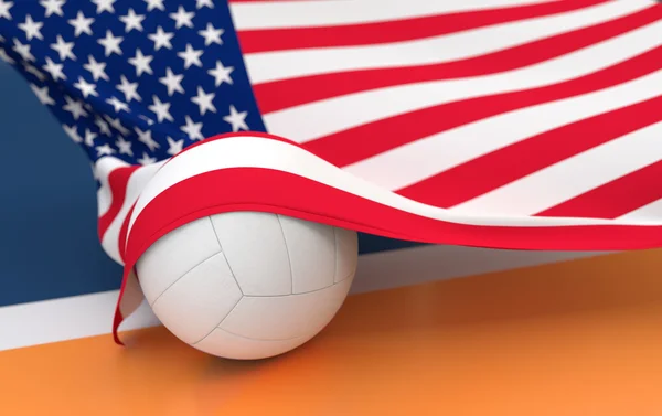 Flag of USA with championship volleyball ball — Stock Photo, Image