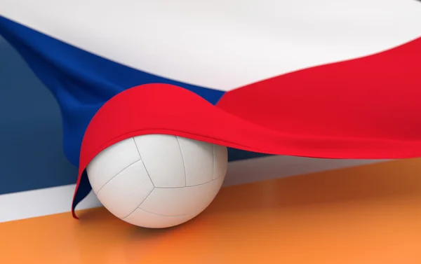 捷克共和国与冠军排球球的旗帜 免版税图库照片