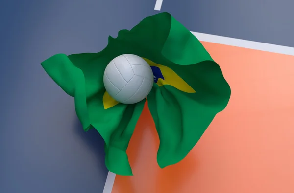 Flag of Brazil with championship volleyball ball — Stock Photo, Image