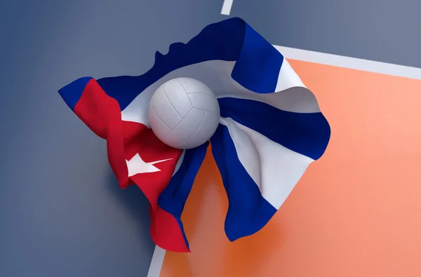 Σημαία της Κούβας με πρωτάθλημα βόλεϊ μπάλα — Φωτογραφία Αρχείου