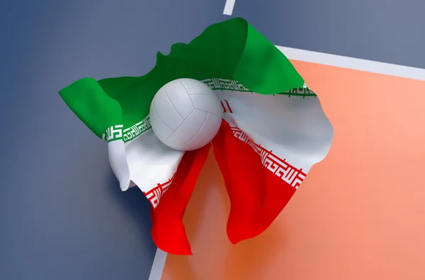 Flag of Iran with championship volleyball ball — Stock Photo, Image