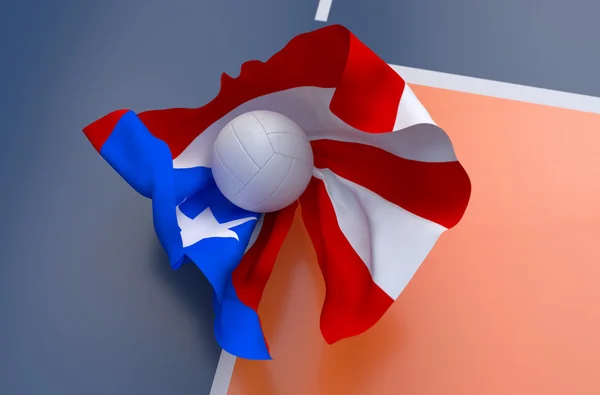 Flag of Puerto Rico with championship volleyball ball — Stock Photo, Image